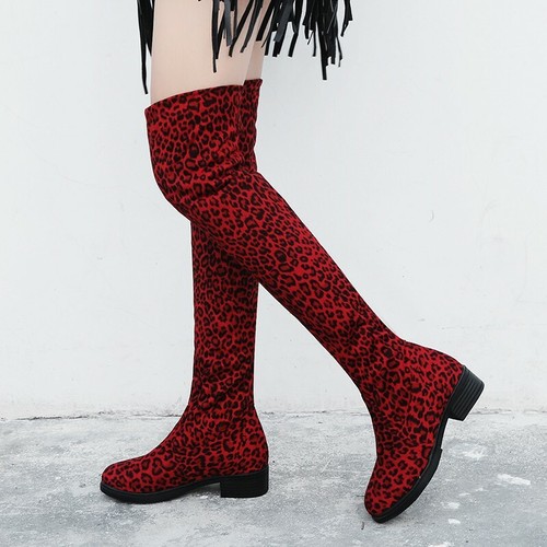 leopard print knee boots
